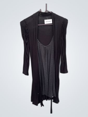Black Striped Top with Cardigan