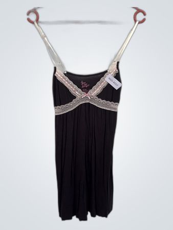 Black Lace Trim Nightgown
