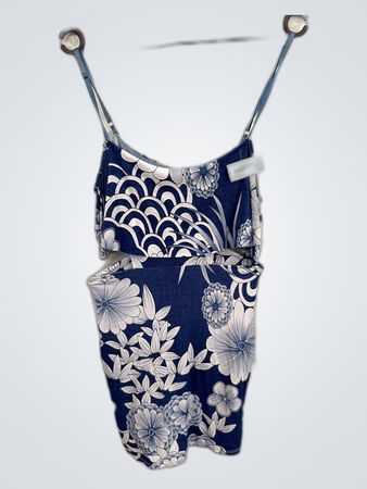 Blue Floral Two-Piece Swimsuit
