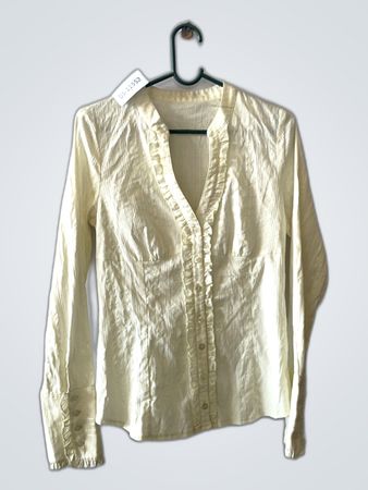 Cream Ruffle V-Neck Blouse