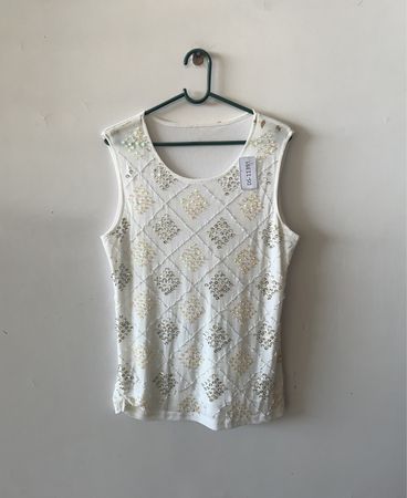 White Sequined Tank Top