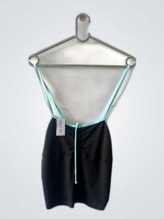 Black Romper with Blue Straps