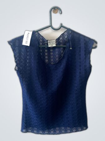 Kibo & ES Navy Sheer Lace Blouse