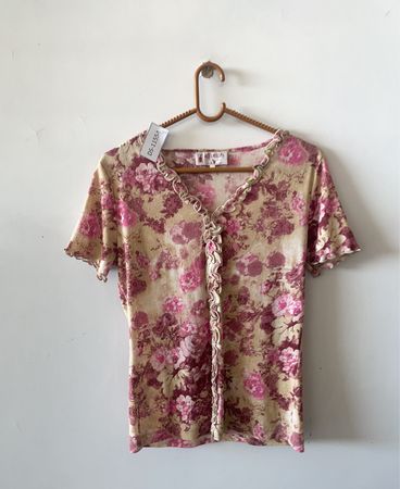 Affinites Printed Ruffle Blouse