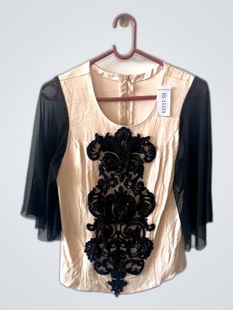 Blouse with Black Embellishments