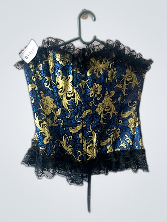 Blue and Gold Floral Corset