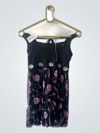 Unbranded Black and Purple Floral Mini Dress