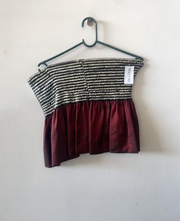 SD Striped Knit Ruffle Crop Top