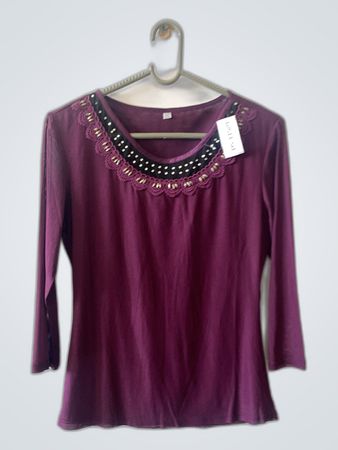 Purple Ruffle Neck Blouse
