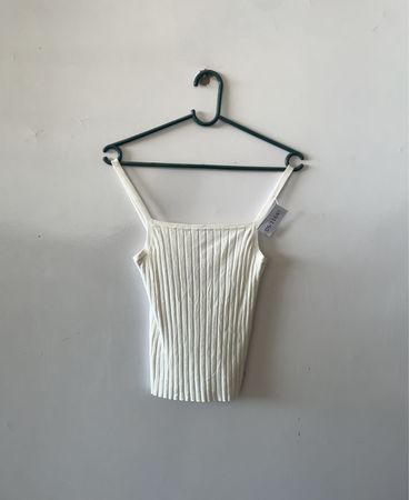 White Ribbed Tank Top