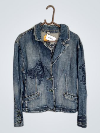 Denim Jacket with Floral Embroidery