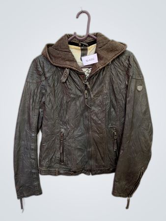 Brown Leather Jacket with Hood