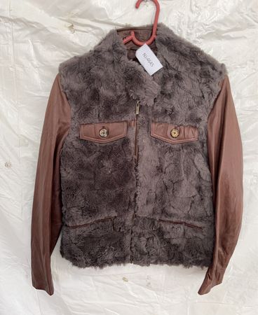 MEXX Brown Leather and Fur Jacket