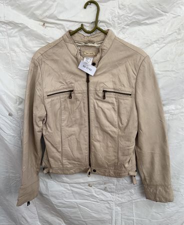 Soft Grey Tan Leather Jacket