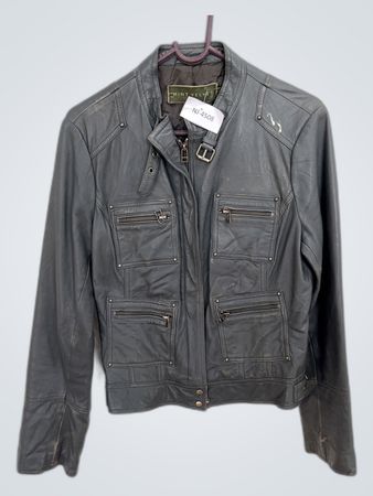 Mint Velvet Gray Leather Jacket