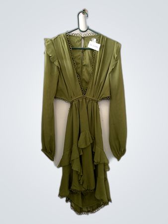 Olive Green Ruffled Dress