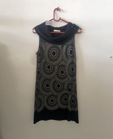 Promod Black and White Paisley Dress