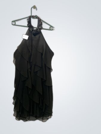 Black Ruffled Halter Neck Dress