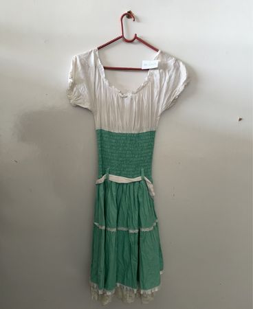 Green and White Dress