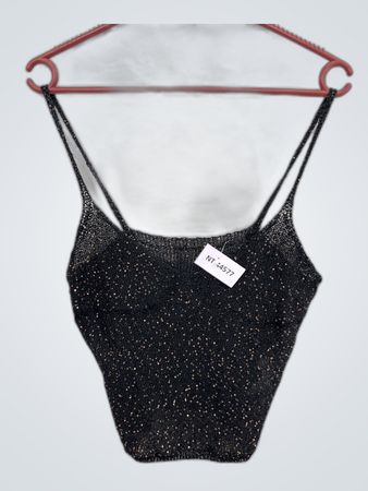 Black Knit Tank Top with Sequins