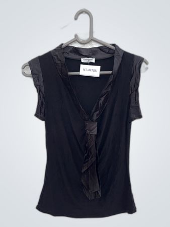 Black Tie-Neck Blouse