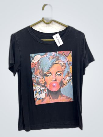 Black Graphic T-Shirt with Pop Art Design