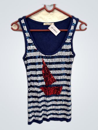 ZETAMODA Sequined Graphic Tank Top
