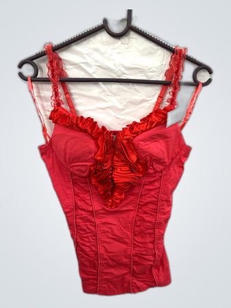 Red Ruffled Corset Top