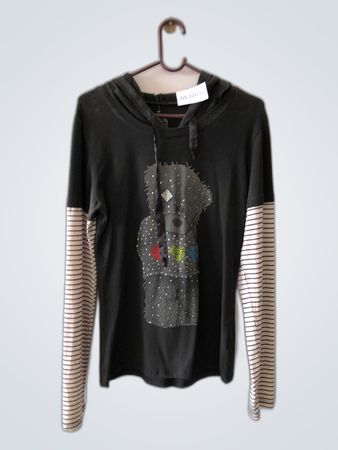 Black Hooded Sweatshirt with Dog Design