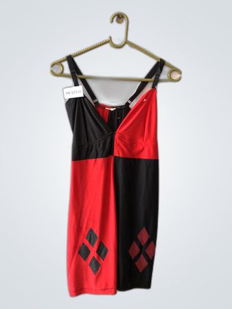 Red and Black Color Block Dress