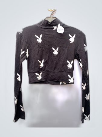 Playboy Cropped Turtleneck Top