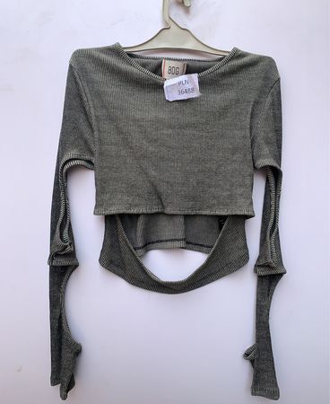 BDG Gray Ribbed Crop Top