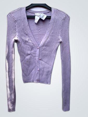Lavender Ribbed Knit Long-Sleeve Top