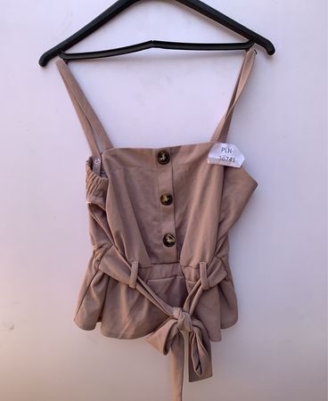 Unbranded Beige Strappy Button-Front Crop Top