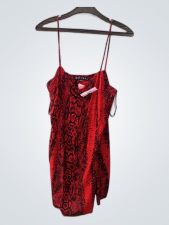 MOTEL Red Snake Print Dress