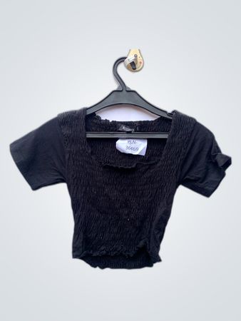 Missguided Black Smocked Crop Top