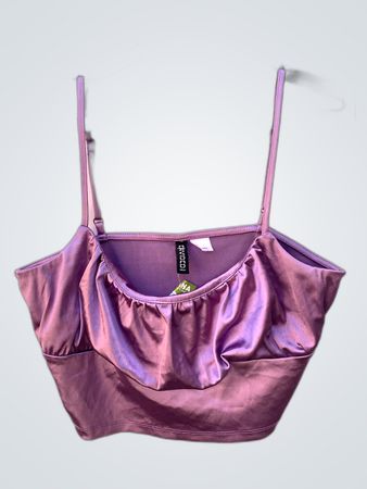 H&M Purple Satin Cropped Camisole