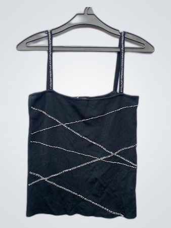 Black Tank Top with Rhinestone Details