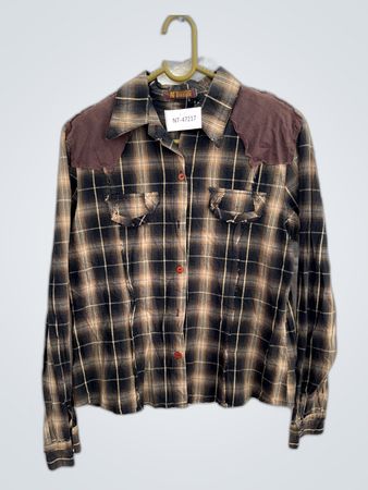 NT FASHION Plaid Flannel Shirt with Embroidered Pegasus