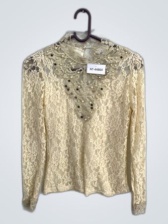 Lace Blouse with Beaded Neckline