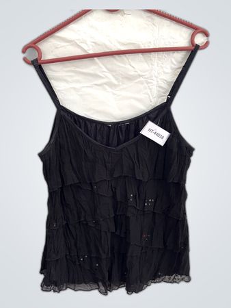 Black Ruffled Tank Top