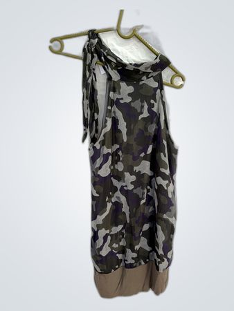 Camo Printed Wrap Blouse