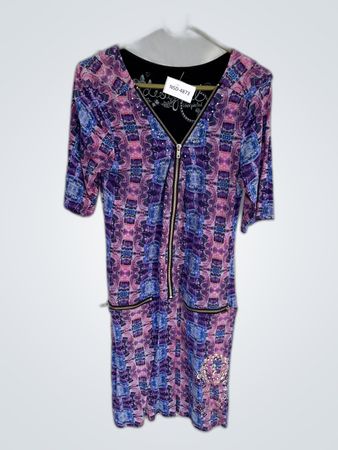 Unbranded Multicolored Geometric Zip-Up Mini Dress