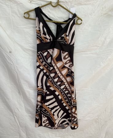 Dress with Brown Black and White Pattern