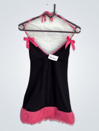 Black and Pink Fuzzy Trim Top