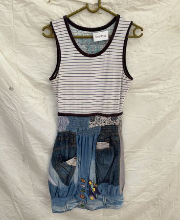 Unbranded Patchwork Denim Mini Dress