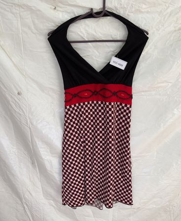 Black, Red, and White Patterned Dress