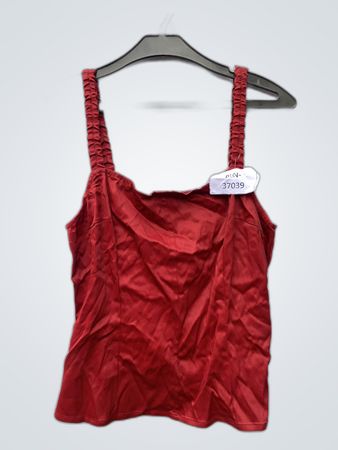 Red Ruched Strap Top