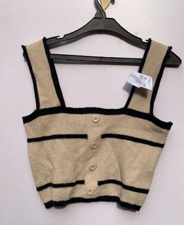 Unbranded Beige Striped Knit Cardigan