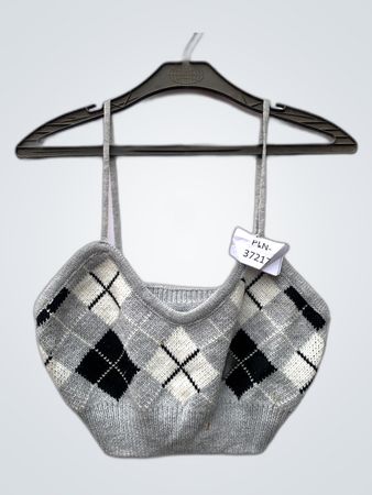 Unbranded Gray Knit Checkered Camisole Top